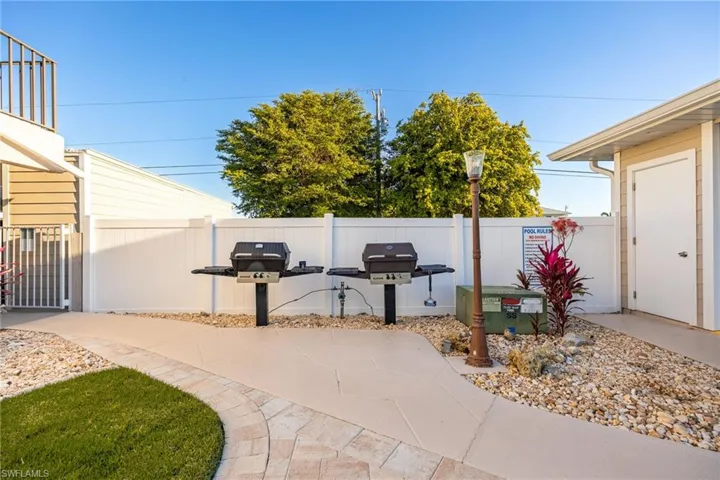 Fenced backyard featuring a patio