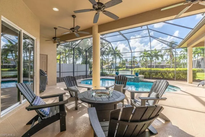 View of patio / terrace featuring a fenced in pool and glass enclosure
