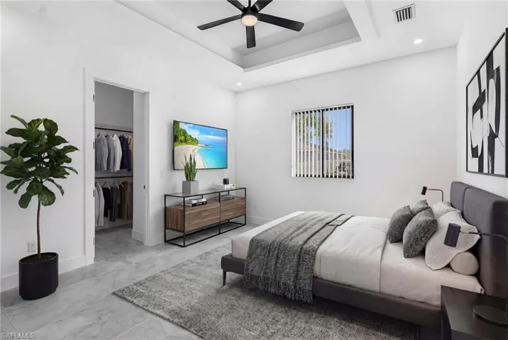 staged master bedroom