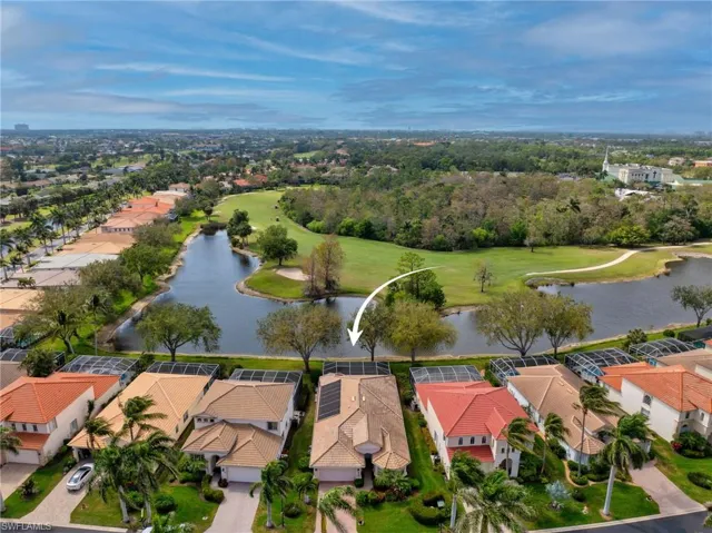 Overhead view of the property and the surrounding area.