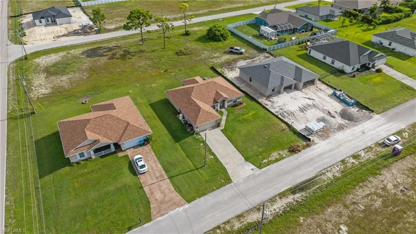 Aerial perspective of suburban area