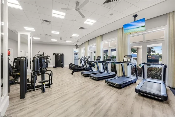 State of the art fitness overlooking the resort style pool.