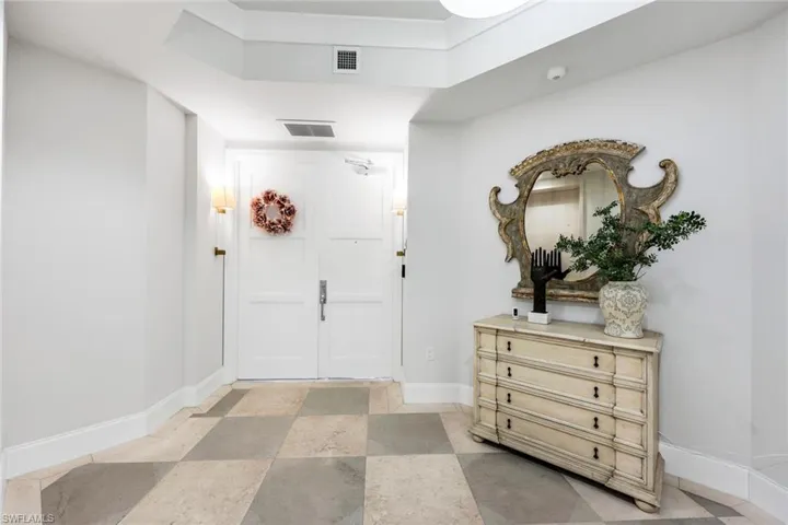 Beautifully decorated private elevator lobby.