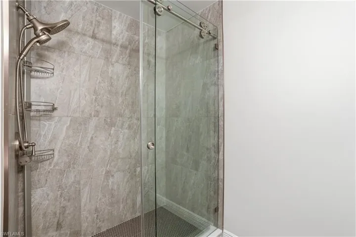 Large walk-in shower.