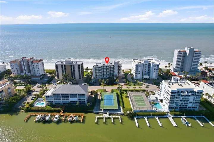 Drone / aerial view of a large body of water