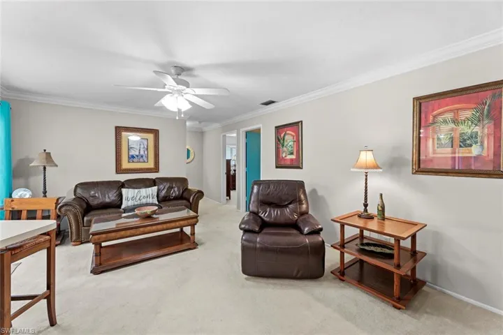 Family room, guest bedrooms to the right