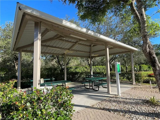 BBQ area with covered picnic tables for daily or event use.