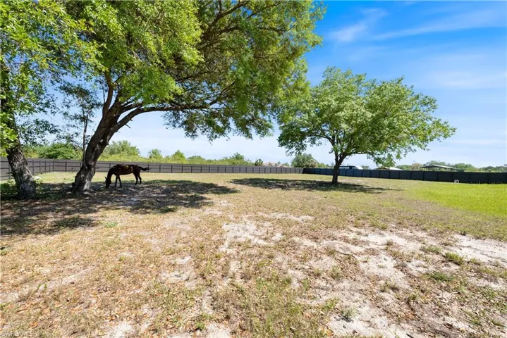View of yard with a rural view and fence
