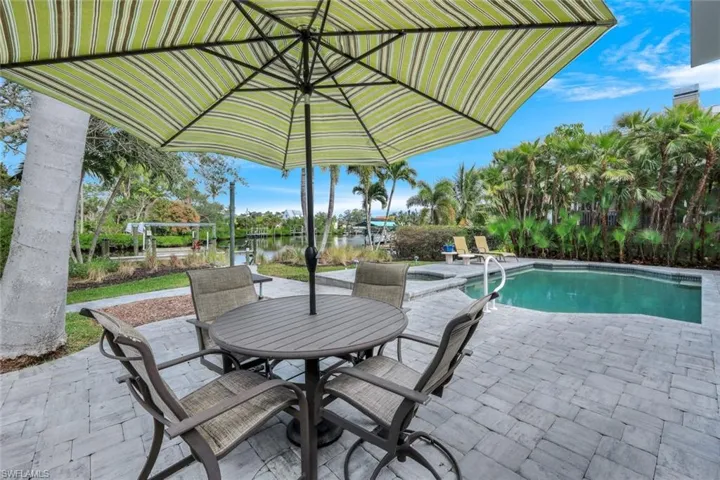 View of swimming pool featuring a patio and a water view
