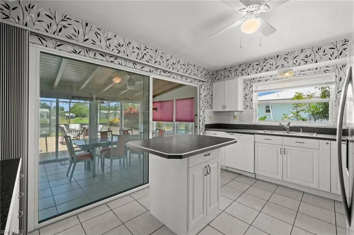 Access to the sunroom from the kitchen