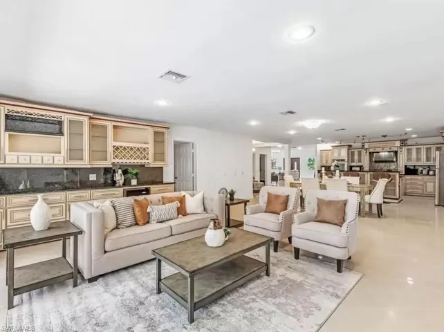 Living area with recessed lighting