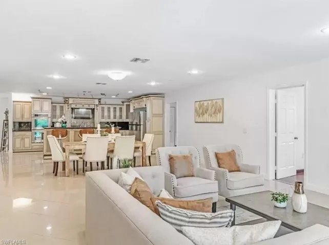 Living area with recessed lighting