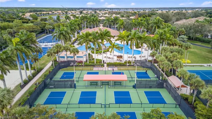Aerial view of a pickleball court