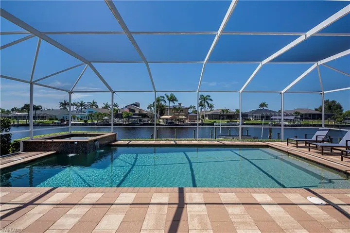 Massive heated pool with spa