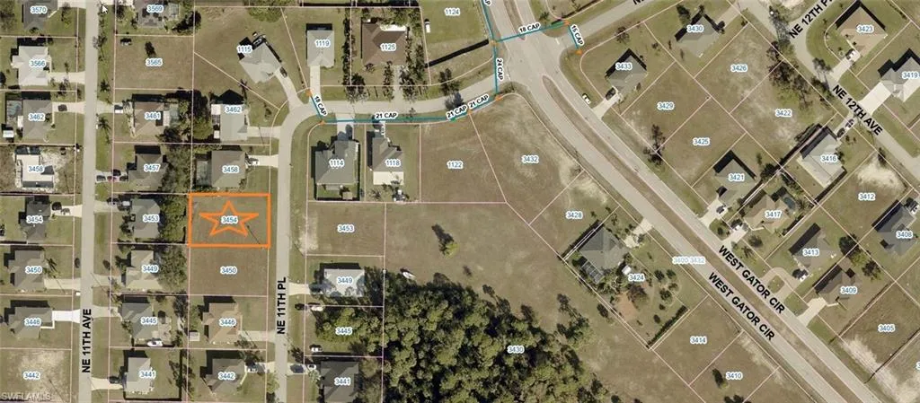 Aerial overview of property's location with property boundaries highlighted