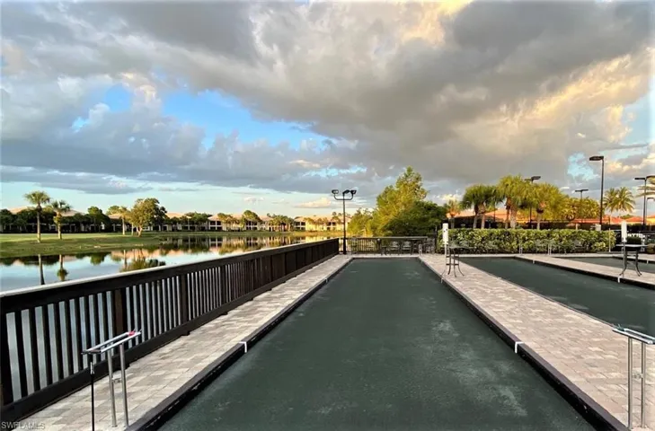 Bocce court overlooking lake