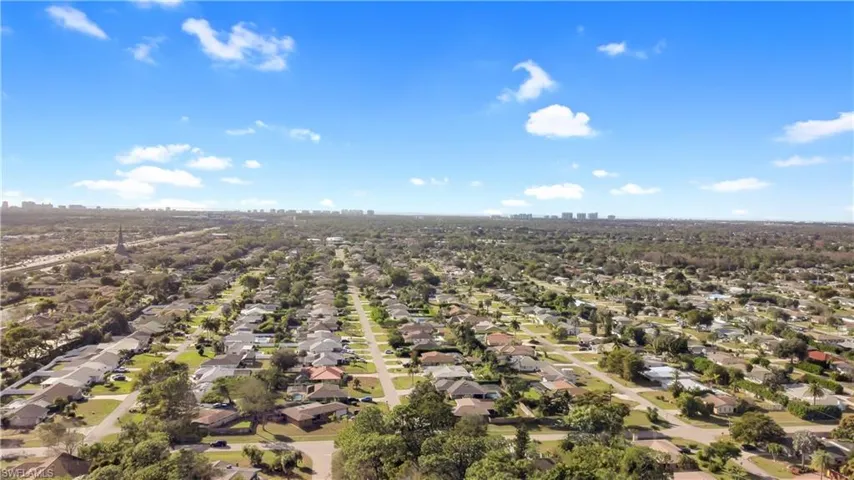 Aerial perspective of suburban area