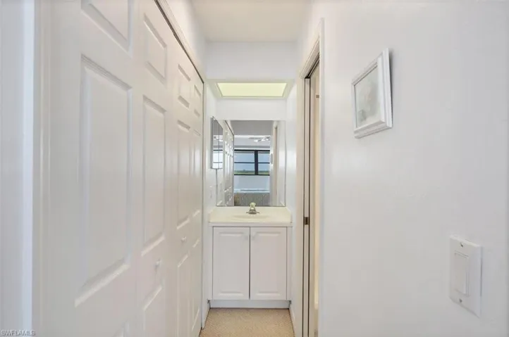 Large closets, pocket door to full bath