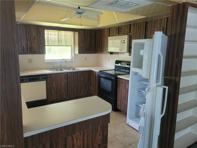 The kitchen offers lots of counter space and storage.
