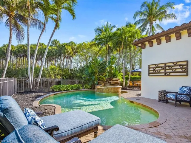 View of swimming pool with patio surround and a fenced backyard