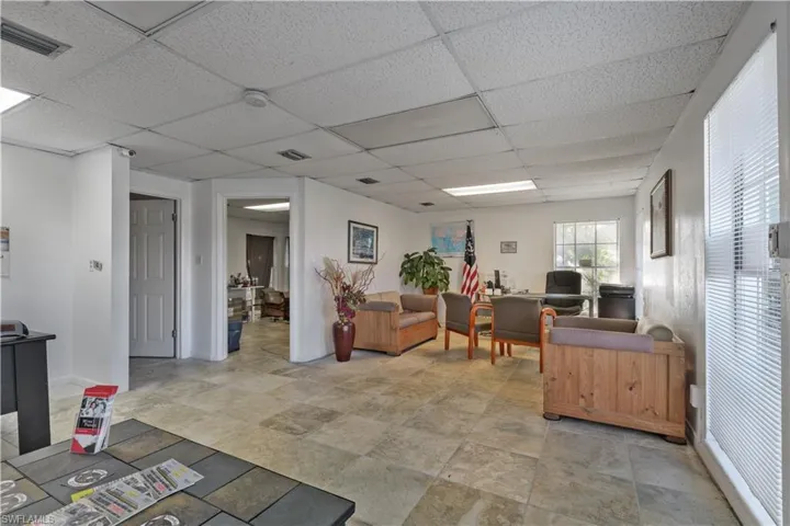 Building lobby featuring a paneled ceiling