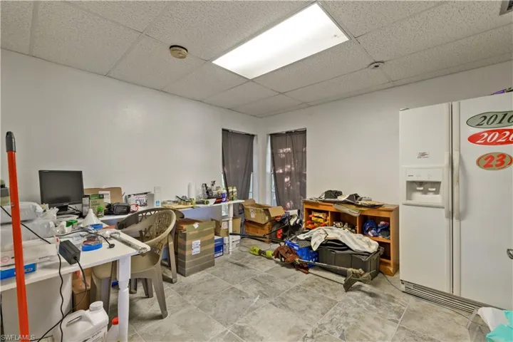 Office space with a drop ceiling