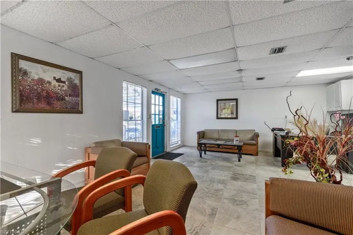 Building lobby featuring a paneled ceiling