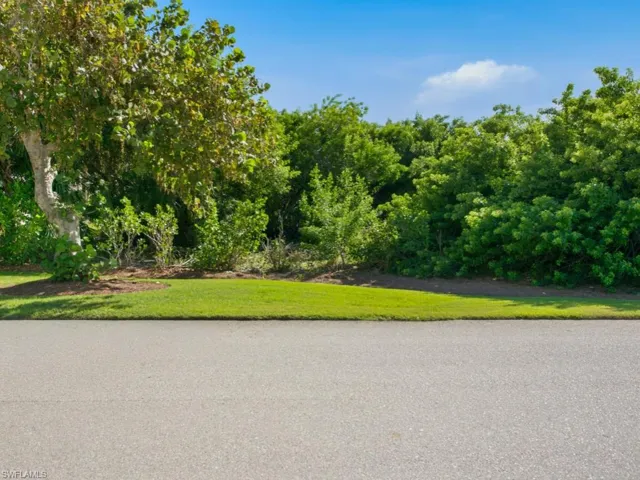 Expansive grass lot featuring dense mature trees and established shrubbery