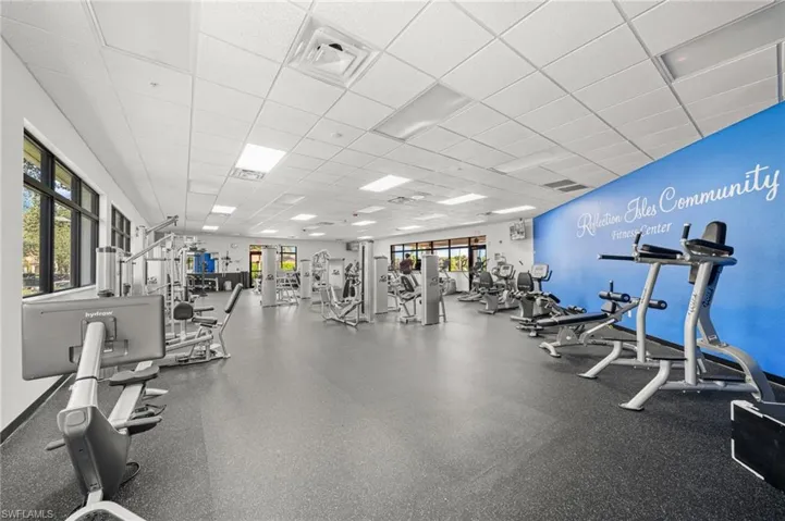 Workout area with a drop ceiling