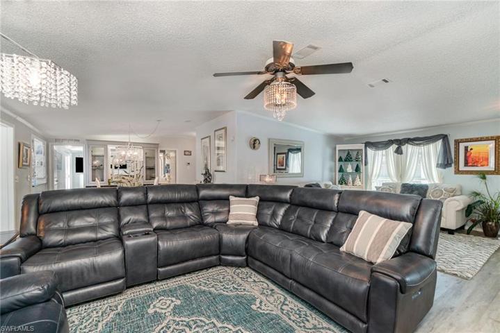 Family room with new huge reclining sofa