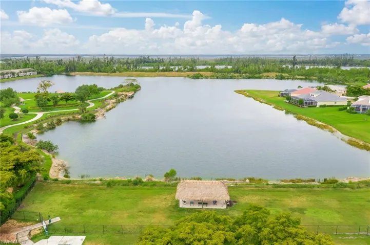 Drone / aerial view of a nearby body of water