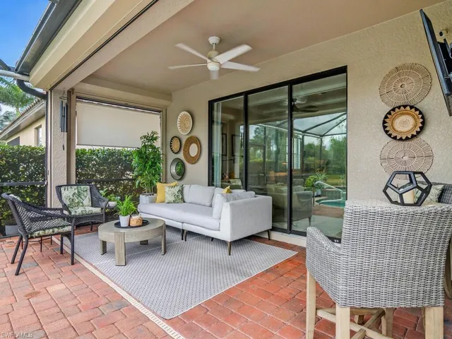 View of patio / terrace with outdoor lounge area and ceiling fan