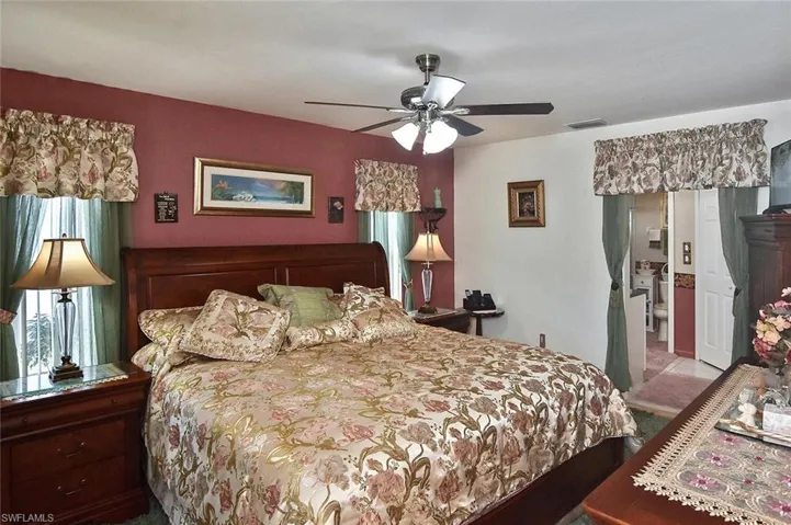 The owners' suite with contrasting walls and northern- and eastern-facing windows.
