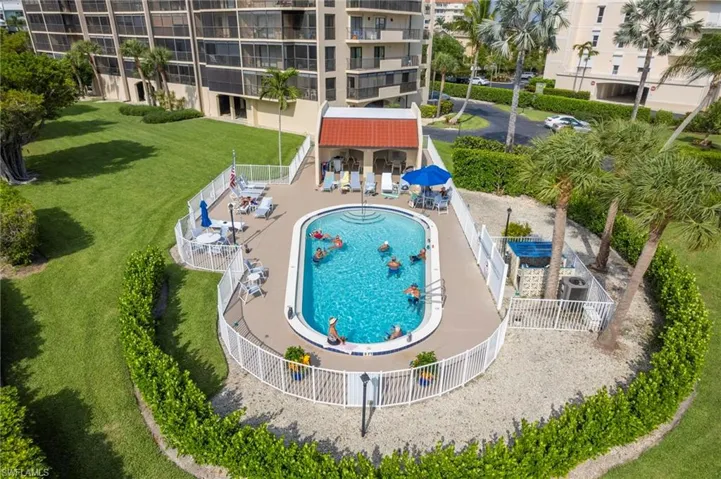 Recently remarcited pool with covered cabana and facilities