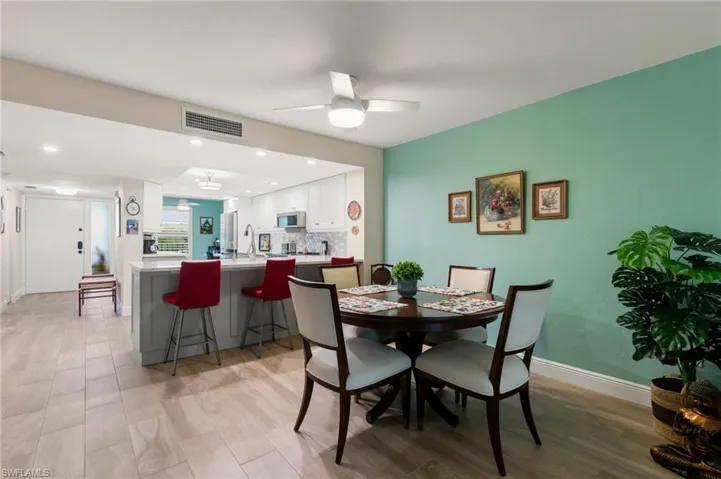 Dining is adjacent to living area and close to kitchen