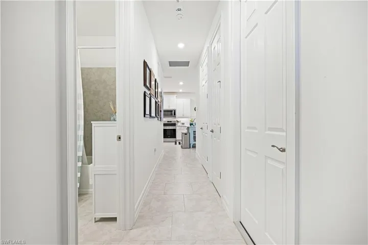 Hallway with recessed lighting