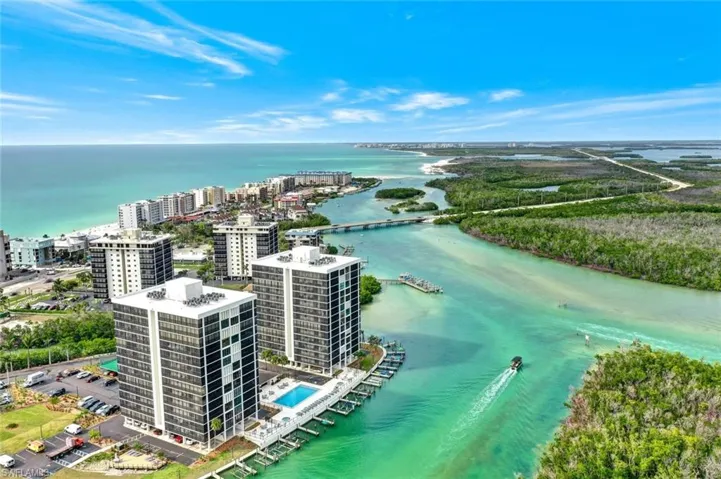 View of urban area with a large body of water