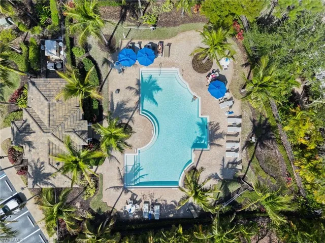 Aerial view of a pool