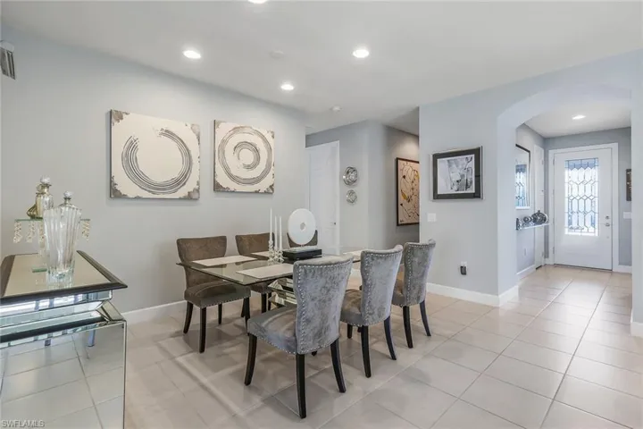 View of tiled dining space