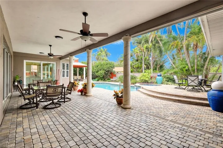 View of patio / terrace featuring ceiling fan