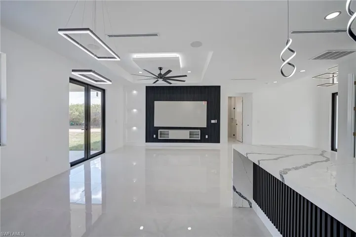 Hall with recessed lighting