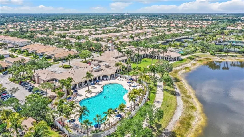 Aerial view of a pool area