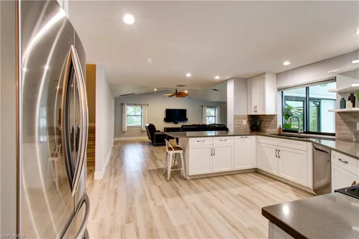 The kitchen looking into family room