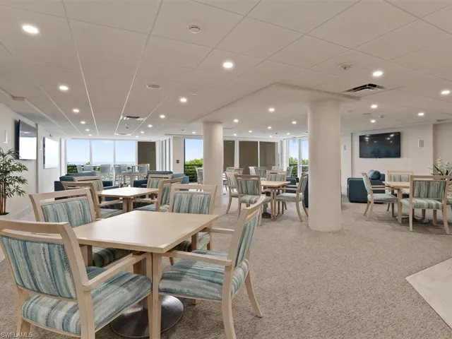 Lobby level social and gathering room with sunny ocean views