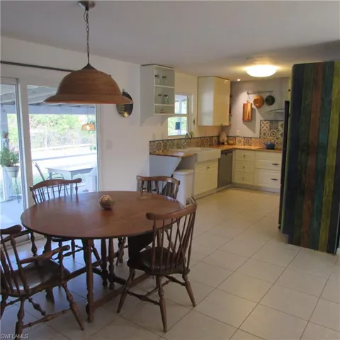 View of tiled dining room