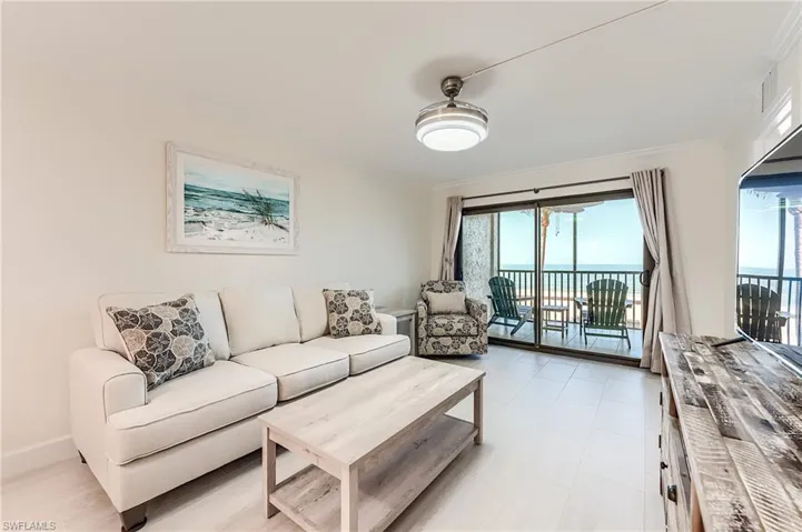 Living area with a water view