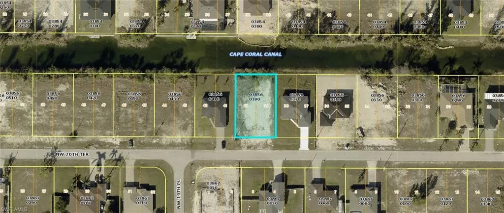 Plat Map. Illustrating the property's boundaries and surrounding parcels relative to the Cape Coral Canal