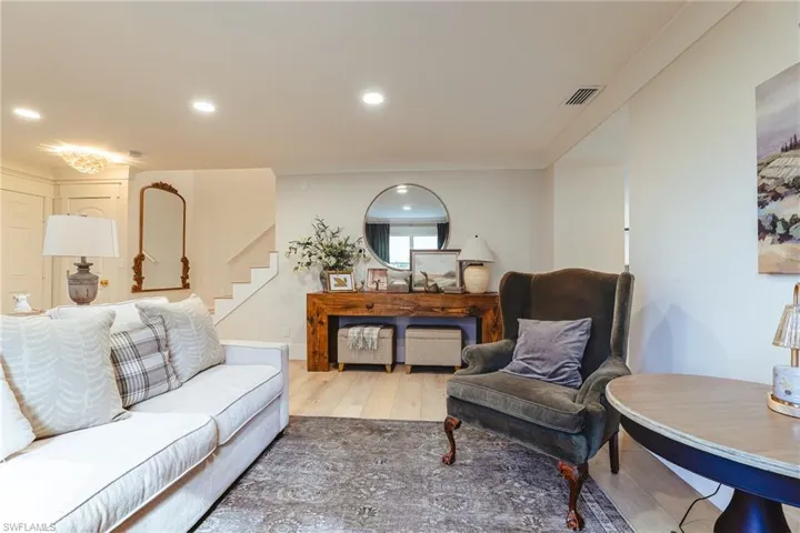 Living room with stairway