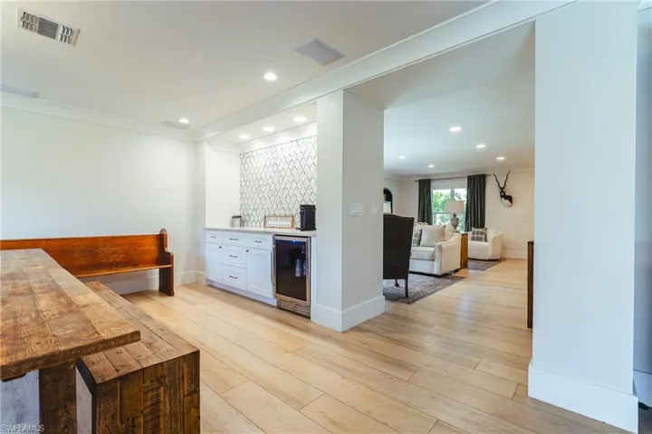 Coffee bar with view into the living area