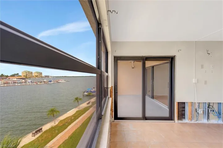 Balcony with a water view